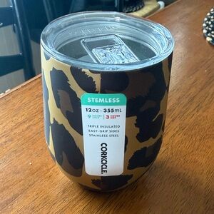 Corkcicle Tan and Black Animal Print Tumbler